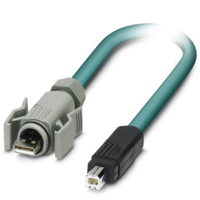 VS-04-2X2X26C7/7-67A/SDB/5,0    Assembled USB cable, shielded, color: RAL 5021 (water blue), PUR out