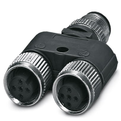 SAC-3P-M12Y/2XM12FS B PE S21BK    Y-distributor, 3-pos. +PE, straight connector M12 on 2 x straight