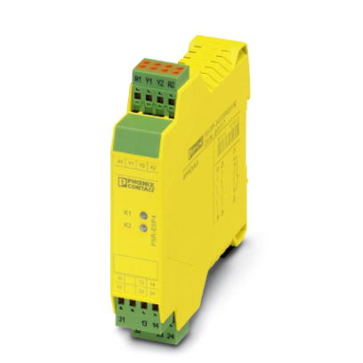 PSR-SPP- 24DC/ESP4/2X1/1X2    Safety relay, process engineering, emergency stop and protective door monitoring. One-channel, two enabling current path
