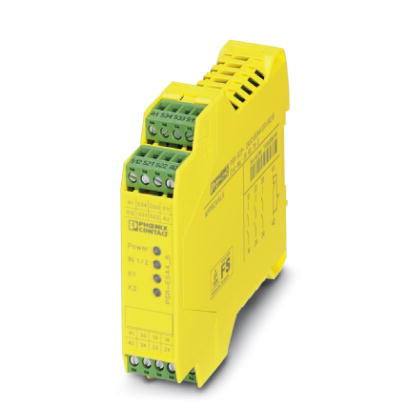 PSR-SCP- 24UC/ESA4/3X1/1X2/B    2-channel safety relay for emergency off and safety door circuits, 3 N/O contacts, 1 N/C contact, undelayed, automatic