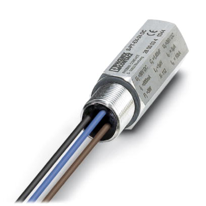 S-PT-EX-24DC    Two-level surge protection for one floating signal circuit in screw-on module with IP67 degree of protection for sensor heads, connect