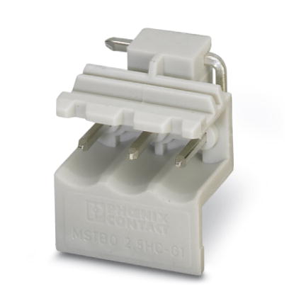 MSTBO 2,5/ 3-G1L KMGY    Header, Nominal current: 12 A, Nom. voltage: 250 V, Pitch: 5 mm, Number of positions: 3, Color: gray, Assembly: Soldering