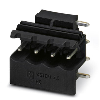 MSTBO 2,5/ 4-G1R BK    Header, Nominal current: 12 A, Nom. voltage: 250 V, Color: black, Assembly: Soldering