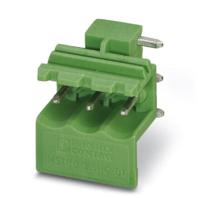 MSTBO 2,5/ 3-G1R    Header, Pitch: 5 mm, Number of positions: 3, Color: green, Assembly: Soldering