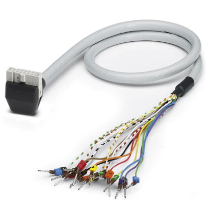 VIP-CAB-FLK20/FR/OE/0,14/1,5M    Assembled round cable with a 20-pos. molded socket strip (90? output) and an open end. On the open end, the wires are