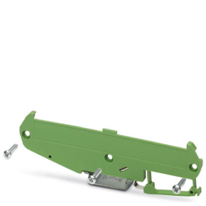 UM108-SEPEF/L    Side element, left, with foot, width: 5 mm, length: 108 mm, for mounting on NS 32 or NS 35/7,5, with PE contact to the DIN rail