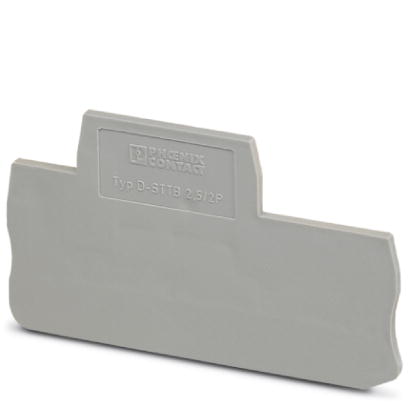 D-STTB 2,5/2P    End cover for modular terminal blocks, Length: 71.5 mm, Width: 2.2 mm, Height: 47.5 mm, Color: gray