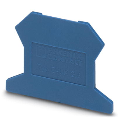 D-UK 2,5 BU    End cover for modular terminal blocks, Length: 42.5 mm, Width: 1.5 mm, Height: 42 mm, Color: blue