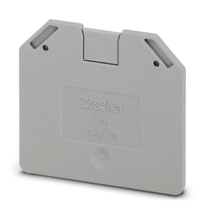 D-UT 16    End cover for modular terminal blocks, Length: 55.5 mm, Width: 2.2 mm, Height: 54.8 mm, Color: gray