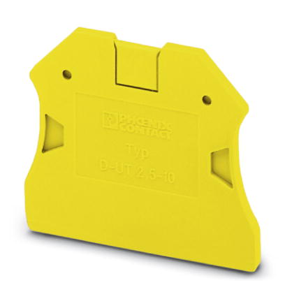 D-UT 2,5/10 YE    End cover for modular terminal blocks, Length: 48 mm, Width: 2.2 mm, Height: 48.4 mm, Color: yellow