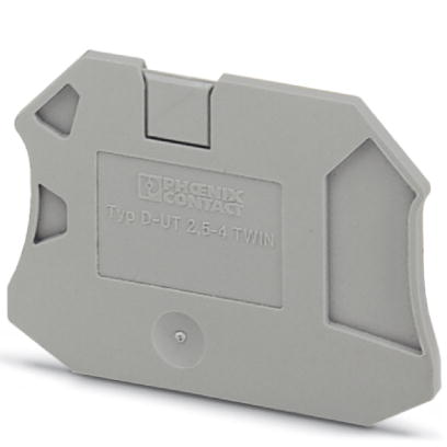 D-UT 2,5/4-TWIN    End cover for modular terminal blocks, Length: 57.8 mm, Width: 2.2 mm, Height: 52.9 mm, Color: gray