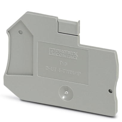 D-UT 4-TWIN/ 1P    End cover for modular terminal blocks, Length: 55.7 mm, Width: 2.2 mm, Color: gray