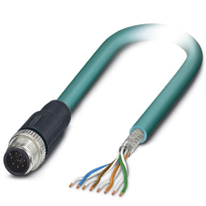 VS-M12MS-OE-94C-LI/2,0    Assembled Ethernet cable, CAT5e, shielded, 4-pair, AWG 26 flexible cable c