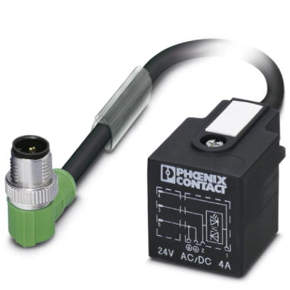 SAC-3P-MR/ 0,3-PUR/A-1L-Z SCO    Sensor/actuator cable, 3-pos, PUR halogen-free black, angled M12 SP