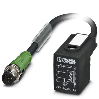 SAC-3P-MS/ 0,3-PUR/B-1L-Z SCO    Sensor/actuator cable, 3-pos, PUR halogen-free black, straight M12