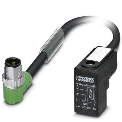 SAC-3P-MR/ 0,3-PUR/CI-1L-Z SCO    Sensor/actuator cable, 3-pos, PUR halogen-free black, angled M12 S