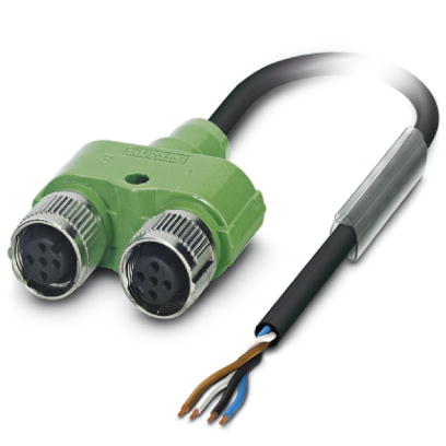 SAC-4PY- 1,5-PUR/2XF    Sensor/actuator cable, 4-pos., PUR halogen-free black, open conductor end on