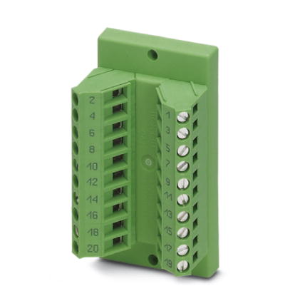 DFLK 20    VARIOFACE panel feed-through module, for direct coupling of single signal lines of up to 2.5 mm? to flat-ribbon cable plug connector, 20-po