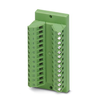 DFLK 26    VARIOFACE panel feed-through module, for direct coupling of single signal lines of up to 2.5 mm? to flat-ribbon cable plug connector, 26-po