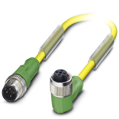 SAC-4P-M12MS/0,3-PUR/M12FR D Sensor/actuator cable, straight male connector M12 on angled female connector M12, 4-pos., cable length: 0.3 m